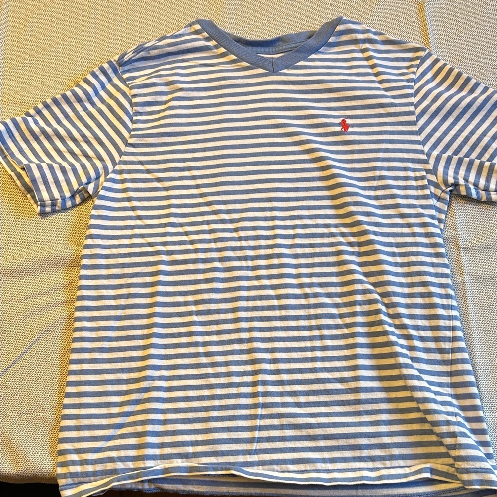 Polo by Ralph Lauren Light Blue and White Striped Tee